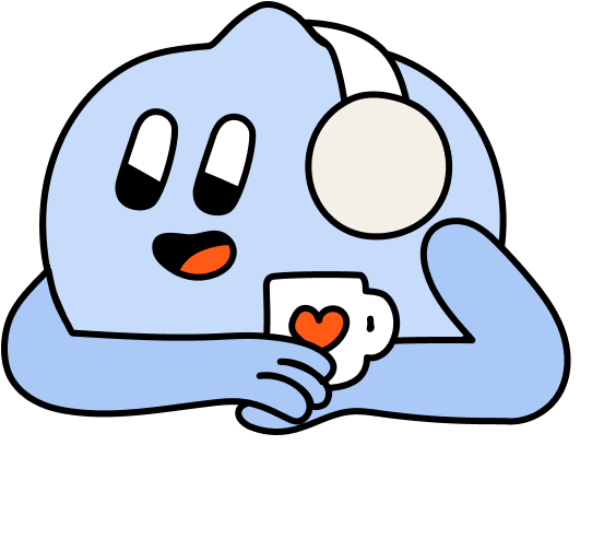 Image of ko-fi character looking at all the features'